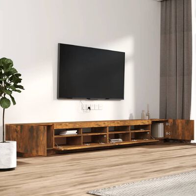 vidaXL Set de muebles TV con LEDS 3 pzas contrachapada roble ahumado