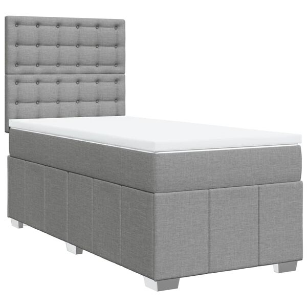 vidaXL Cama box spring con colch&oacute;n tela gris claro 90x190 cm
