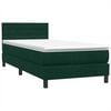 vidaXL Cama box spring con colch&oacute;n y LED terciopelo verde oscuro 90x210 cm