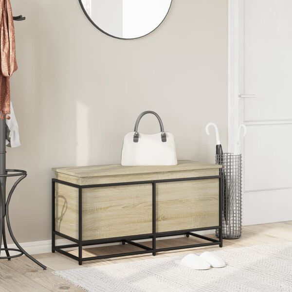 vidaXL Caja de almacenaje con tapa madera roble Sonoma 100x40x51,5 cm