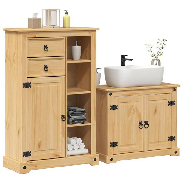 vidaXL Juego de muebles de baño Corona 2 pzas madera maciza pino