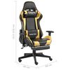 vidaXL Silla gaming giratoria con reposapi&eacute;s PVC dorado