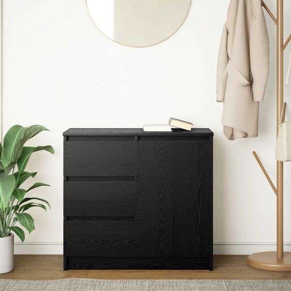 vidaXL Aparador con caj&oacute;n roble negro 71x35x65 cm madera de ingenier&iacute;a