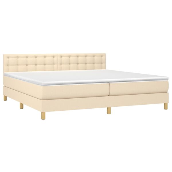 vidaXL Cama box spring con colch&oacute;n tela color crema 200x200 cm