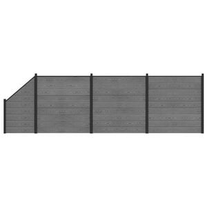 vidaXL Conjunto de valla 619 x 186 cm WPC y Aluminio Gris