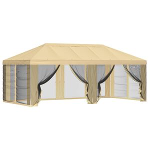 vidaXL Funda de Gazebo con Paredes Laterales 6 x 3 m Crema Poli&eacute;ster