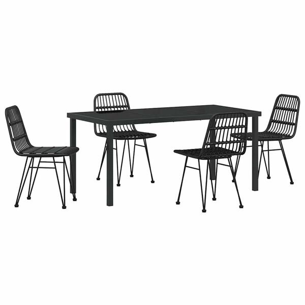 vidaXL Conjunto de Comedor de Jard&iacute;n 5 pcs Negro