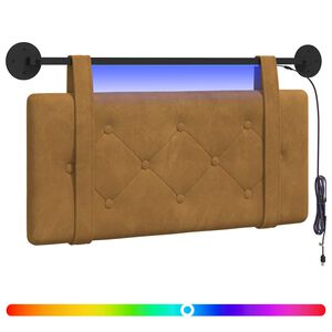 vidaXL Cabecero colgante Con luz LED Marr&oacute;n Terciopelo