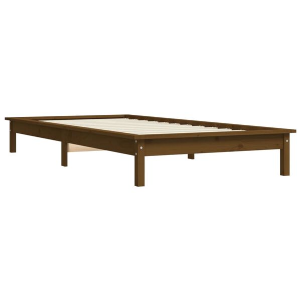 vidaXL Estructura de cama madera maciza pino marr&oacute;n miel 90x200 cm