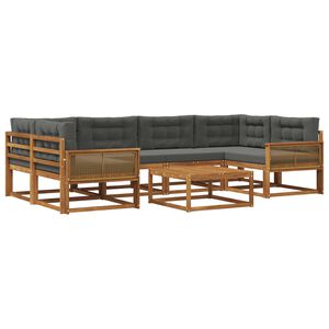 vidaXL Conjunto de sof&aacute;s de exterior 7 pcs Natural y Antracita