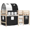 vidaXL Cama alta niños con túnel madera pino blanco negro 80x200 cm