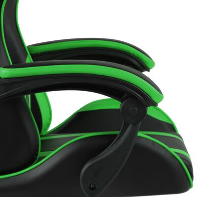 vidaXL Silla gaming con reposapiés cuero sintético negro y verde