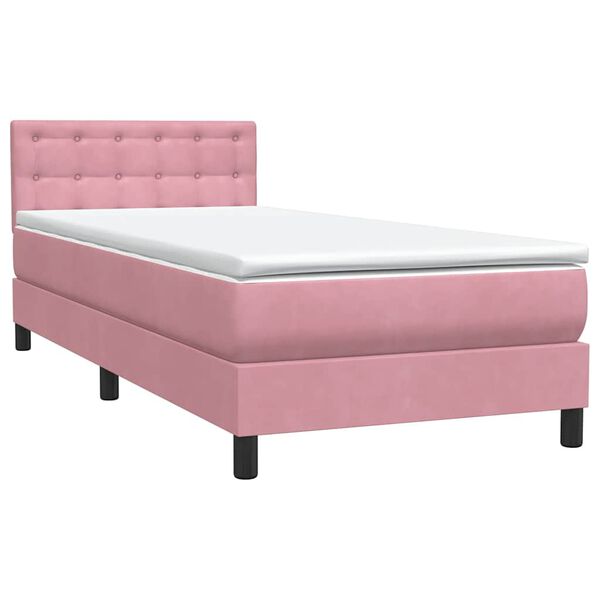 vidaXL Cama box spring con colch&oacute;n terciopelo rosa 100x210 cm