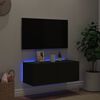 vidaXL Mueble de TV de pared con luces LED negro 80x35x31 cm