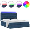 vidaXL Cama con tira de luces LED con cabecera Azul 180 x 200 cm tela