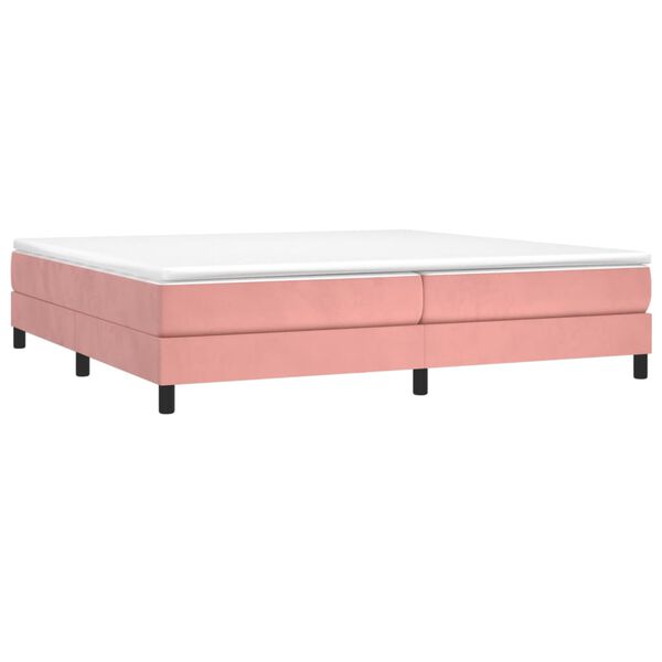 vidaXL Cama box spring con colchón terciopelo rosa 200x200 cm