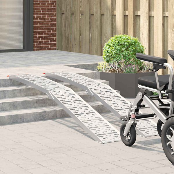 vidaXL Rampa de carga 2 pcs Plateado 222 x 29 x 14 cm Aluminio