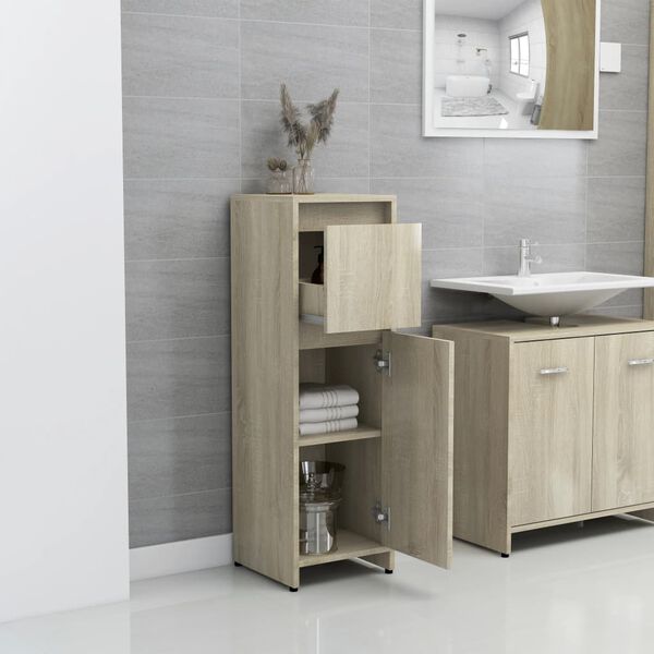 vidaXL Armario de baño madera contrachapada color roble 30x30x95 cm