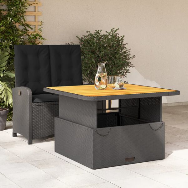 vidaXL Set comedor de jard&iacute;n 2 pzas con cojines rat&aacute;n sint&eacute;tico negro
