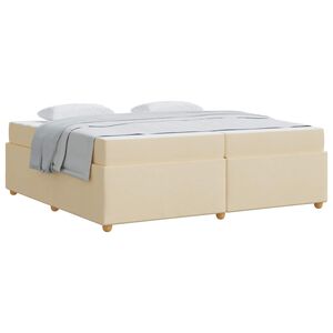 vidaXL Estructura de cama con colch&oacute;n Crema 200 x 200 cm tela