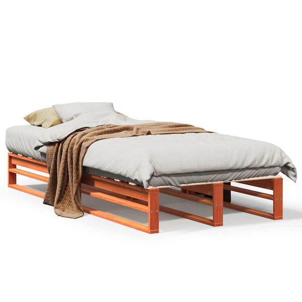 vidaXL Cama sin colch&oacute;n madera maciza de pino marr&oacute;n cera 100x200 cm