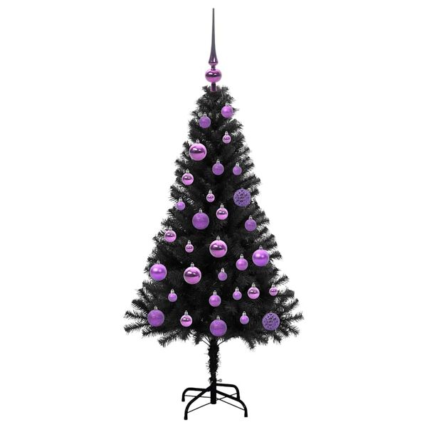 vidaXL &Aacute;rbol de Navidad con 150 LED con soporte Negro 120 cm PVC
