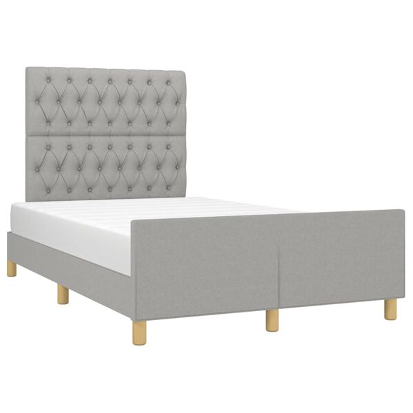 vidaXL Estructura de cama sin colch&oacute;n tela gris claro 120x190 cm