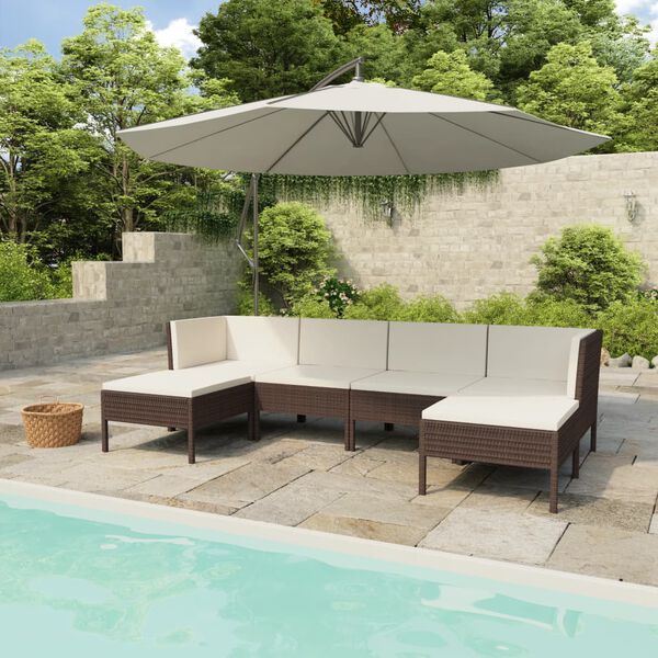 vidaXL Set muebles de jardín 6 piezas y cojines ratán sintético marrón