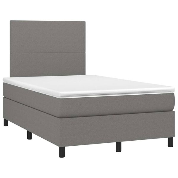 vidaXL Cama box spring con colch&oacute;n y LED tela marr&oacute;n oscuro 120x190 cm