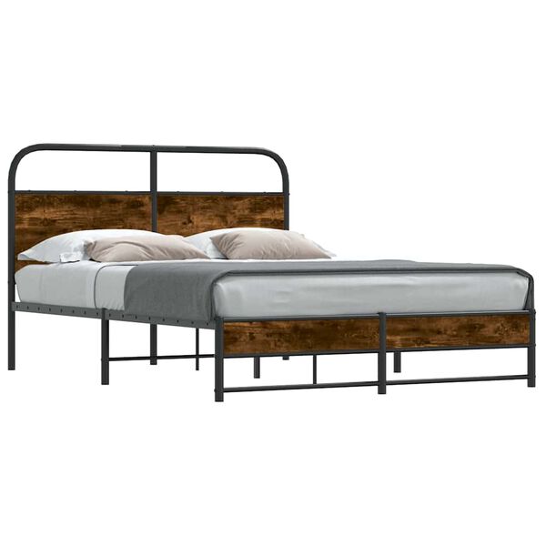 vidaXL Estructura de cama sin colch&oacute;n 120x200 cm madera roble ahumado