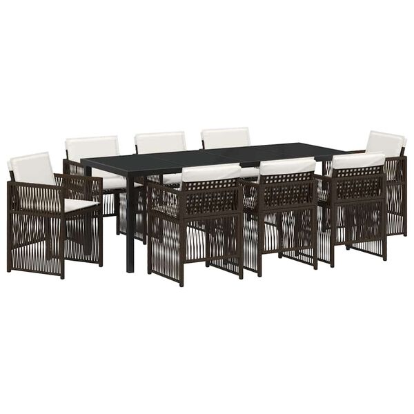 vidaXL Conjunto de Comedor de Jard&iacute;n 9 pcs Marr&oacute;n