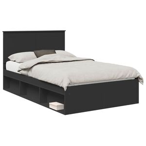 vidaXL Estructura de cama Negro 135 x 190 cm Madera de pino macizo
