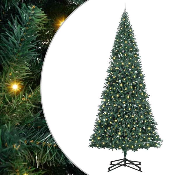 vidaXL Árbol de Navidad Artificial Pre-iluminado con Juego de Bolas