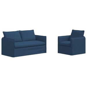 vidaXL Sof&aacute; 2 pcs Azul