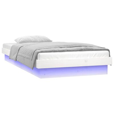 vidaXL Estructura de cama con LED madera maciza blanca 90x190 cm