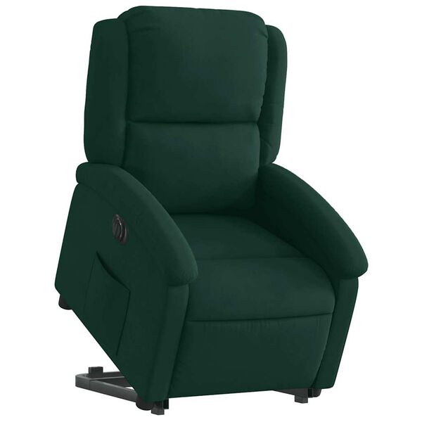 vidaXL Sill&oacute;n el&eacute;ctrico reclinable elevable de terciopelo verde oscuro