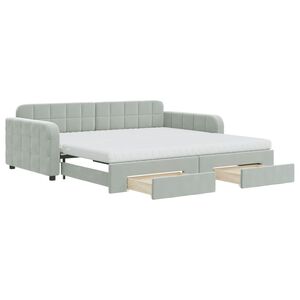 vidaXL Sof&aacute; cama nido con cajones terciopelo gris claro 100x200 cm