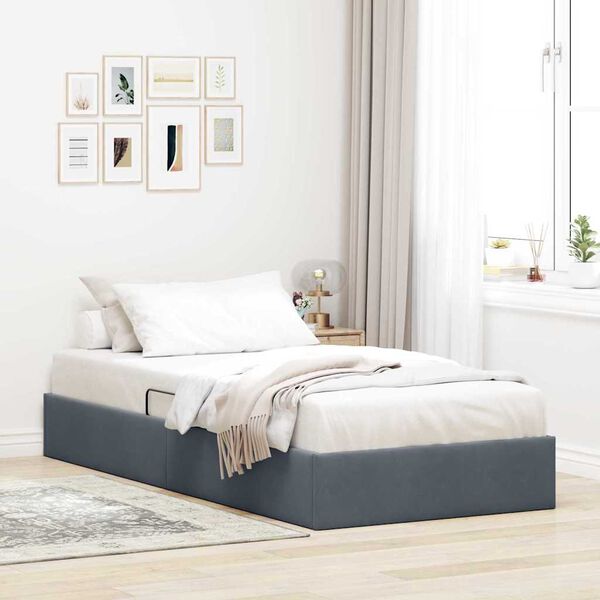 vidaXL Cama con almacenamiento Gris oscuro 90 x 190 cm Terciopelo