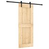 vidaXL Puerta Corredera Natural y negro 80 x 210 cm