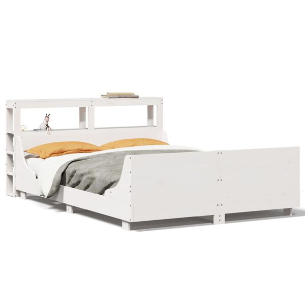 vidaXL Estructura de cama sin colch&oacute;n madera de pino blanca 120x200 cm