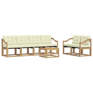 vidaXL Conjunto de sof&aacute;s de exterior con coj&iacute;n 7 pcs Blanco y Crema