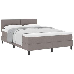 vidaXL Cama tipo Box Spring con cabecera Taup&eacute; 140 x 190 cm tela