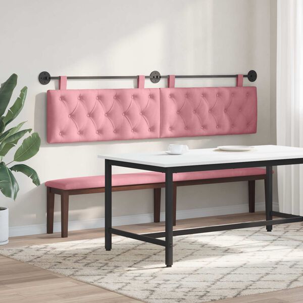 vidaXL Cabecera Colgante Rosa 210 x 55 x 7 cm Terciopelo