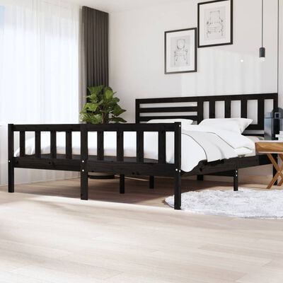vidaXL Estructura de cama de madera maciza negra 200x200 cm