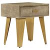 vidaXL Mesita de noche madera maciza mango hierro fundido 45x35x48 cm