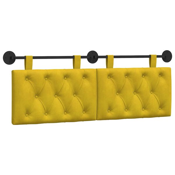vidaXL Cabecera Colgante Amarillo 130 x 55 x 7 cm Terciopelo