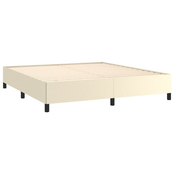 vidaXL Estructura de cama sin colch&oacute;n cuero sint&eacute;tico crema 180x200 cm