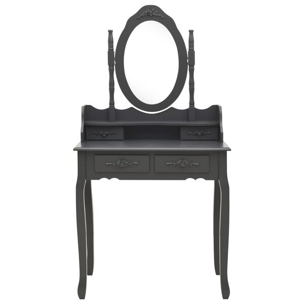 vidaXL Juego de tocador y taburete madera paulownia gris 75x69x140 cm