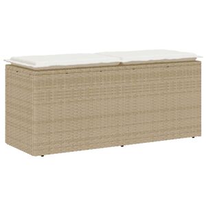 vidaXL Banco de jard&iacute;n con coj&iacute;n rat&aacute;n sint&eacute;tico beige 110x40x44 cm