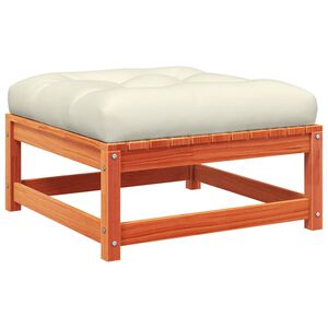 vidaXL Taburete de jard&iacute;n con coj&iacute;n madera maciza de pino marr&oacute;n cera